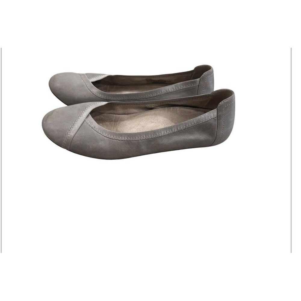 Vionic Caroll Leather Ballet Flats  Taupe Gray Slip On Womens Sz 8